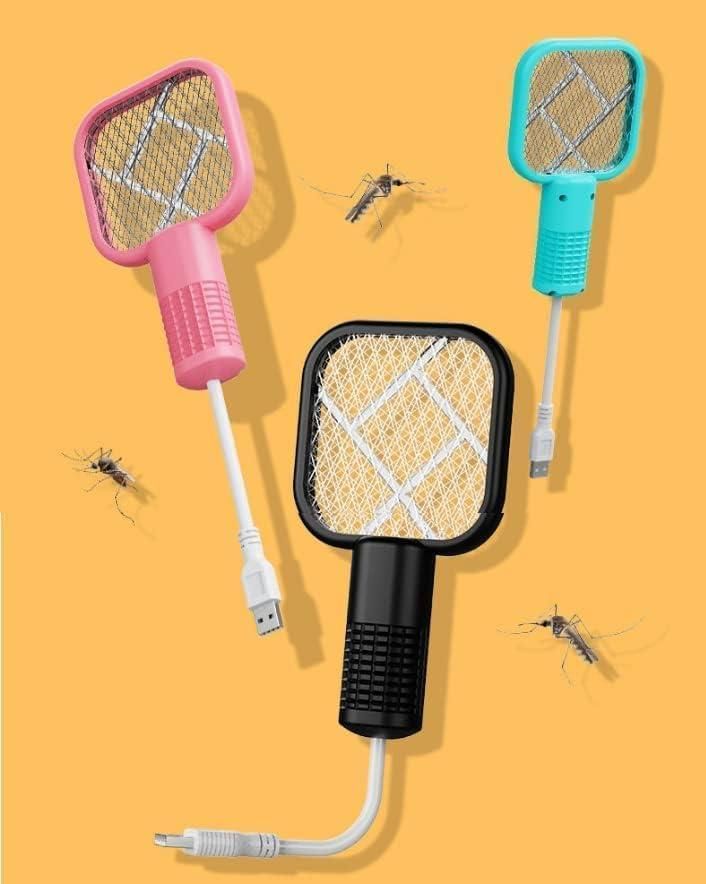 Mini Mosquito Killer Racquet Lamp 2-in-1 – USB Rechargeable Bug Zapper & Night Light